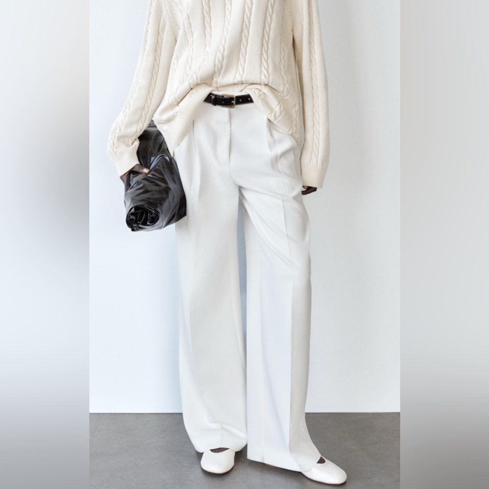 Zara NWT Elegant White Women's Trousers